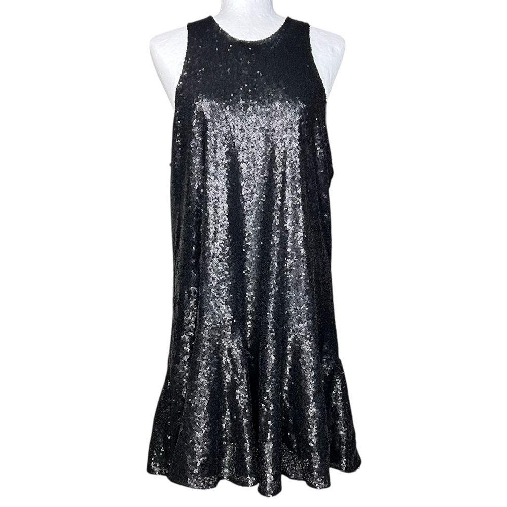 Free People Liquid Shine Mini Dress L Sequin Drop Waist Party Holiday Shimmer - Picture 2 of 13